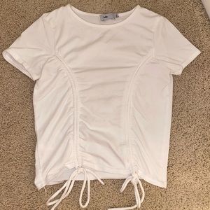 Adika ruched side crop top in white